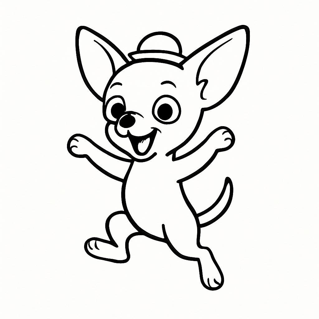 Coloring page of a Chihuahua dog, brave protector jumping in excitement