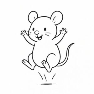 Coloring page of a little rodent, curious critter popcorning happily