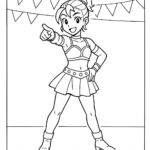 Page à colorier d&rsquo;un personnage de manga, danseur pointant vers la caméra