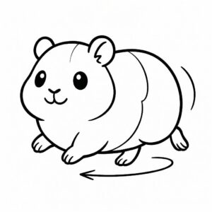 Coloring page of a pet guinea pig, snuggly buddy running in circles