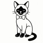 Page à colorier d&rsquo;un chat siamois, chasseur joueur dormant dans un rayon de soleil