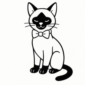 Coloring page of a Siamese cat, playful hunter sleeping in a sunbeam