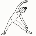 Page à colorier d’un artiste traditionnel, danseur de ballet en étirement
