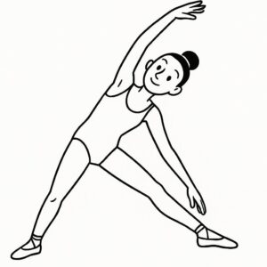 Coloring page of a traditional performer, ballet performer stretching