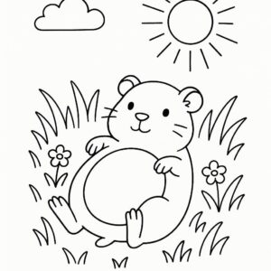 Coloring page of a pet guinea pig, gentle companion lying on its back