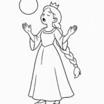 Page de coloriage d&rsquo;une demoiselle royale, beauté royale chantant au clair de lune