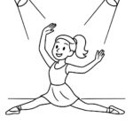 Page à colorier d’un danseur de rue, interprète de salsa, exécutant un grand écart