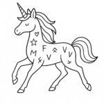 Page à colorier d&rsquo;une licorne, être magique galopant
