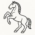 Page de coloriage d&rsquo;un cheval de travail, fidèle compagnon se cabrant majestueusement