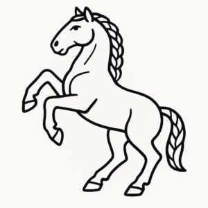 Coloring page of a workhorse, trusty companion rearing up majestically