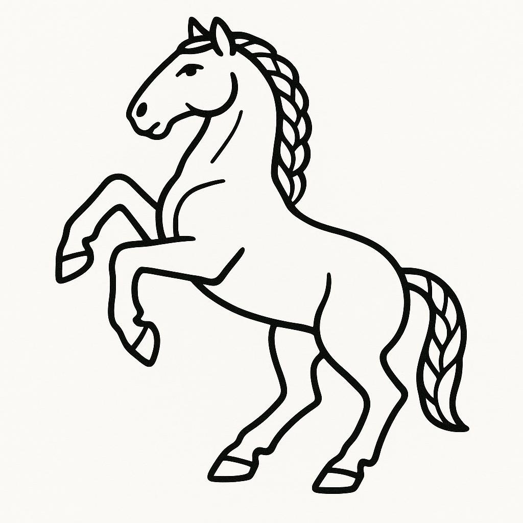 Coloring page of a workhorse, trusty companion rearing up majestically