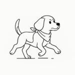 Page de coloriage d&rsquo;un chien Beagle, courageux protecteur courant dans un parc