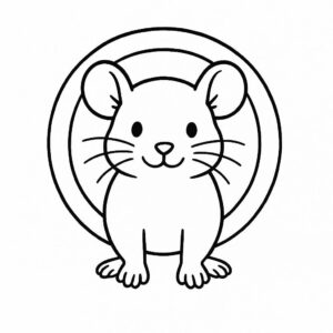 Coloring page of a little rodent, snuggly buddy peeking from a tunnel