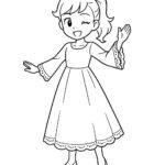 Page de coloriage d’un personnage de manga, chorégraphe faisant un clin d’œil malicieux