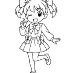Page de coloriage d&rsquo;un personnage de manga, chorégraphe faisant un clin d&rsquo;œil amusant