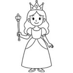 Page de coloriage d’une princesse, noble protectrice tenant un sceptre