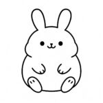 Page à colorier d&rsquo;un animal moelleux écrasé, d&rsquo;un lapin dodu assis joyeusement