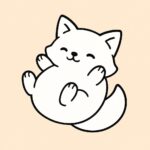 Page de coloriage d’un animal smoosh squishy, renard dodu roulant