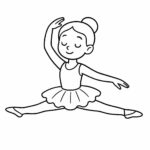 Page à colorier d&rsquo;une jeune ballerine, artiste de flamenco, effectuant un grand écart