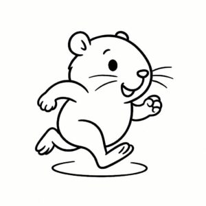 Coloring page of a cavy, tiny explorer running in circles