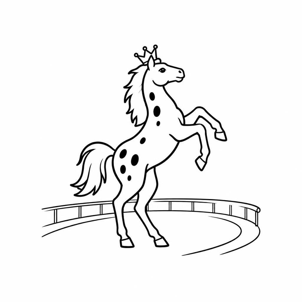 Coloring page of a foal, royal steed rearing up majestically