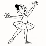 Coloring page of a street dancer, ballet performer striking a dramatic pose